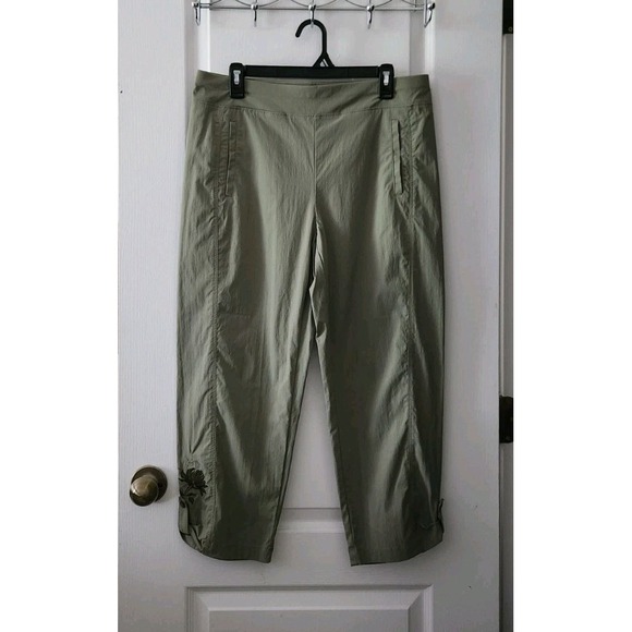 Zenergy By Chico's Womens Crop Pants Lightweight Pull-on Embroidered Size M(8) - Picture 1 of 10